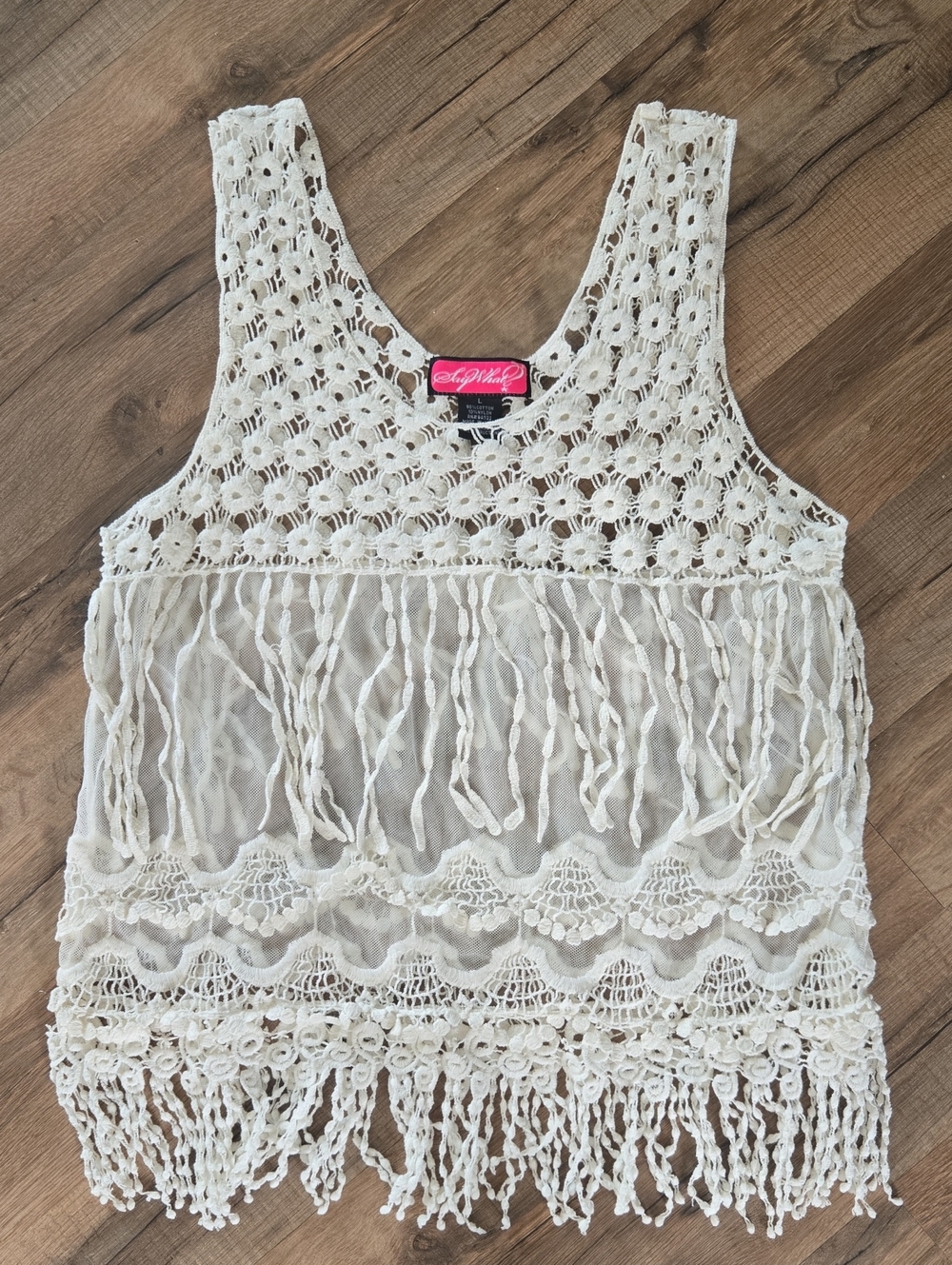 Wink Cream Crochet Fringe Camisole